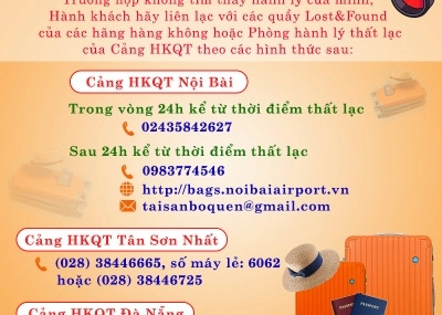HƯỚNG DẪN KHÁCH HÀNG NHẬN LẠI HÀNH LÝ THẤT LẠC