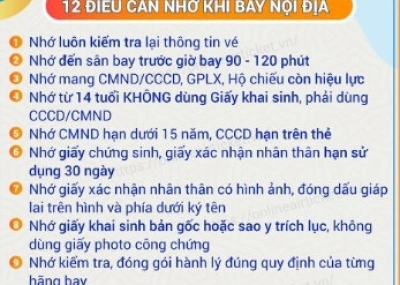12 ĐIỀU CẦN NHỚ KHI BAY NỘI ĐỊA